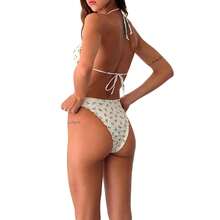 The Women's Summer Bikini Set Features A Top With A Lace Up Collar, Tie Up, Bottom Collar, Backless, And Belly Button Design. Lightweight And Soft, Skin Friendly And Breathable. Suitable For Swimming, Surfing, Beach, Tropical, Honeymoon, Sports, Vacation, Pool Parties, Etc. - 淺藍色 - 查看 3