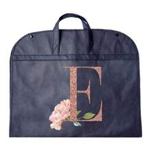 Portable Dustproof Clothing Covers Nonwovens Waterproof Clothes Dust Cover Tote Bags Rose Gold Initials A To Z Letter Pattern Clothes Dust Case Dress Protector Garment Bags Outdoors Close Organizer Dress Cover Suit Coat Storage Bag Garment Bags Wardrobe Hanging Garment Protector Cover Bag