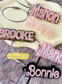 1pc Custom 3D Name Acrylic Keychain - Personalized English Letter Tag With Silver Coil, Unique Key Pendant Ornament Decoration Gift, Can Be Used For Backpack, Party, Mother's Day, Graduation, Birthday Gift - Perfect Gift For Women | Fashion Accessories | Pink Letters, Personalized Pendant
