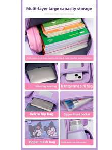 Sanrio حقيبة ظهر كيوت كارتونية من كورومي 1 قطعة، حقيبة مدرسية من سانريو مع جيوب متعددة، خفيفة الوزن وقليلة الحمل، حماية للظهر، بطراز بريطاني، سعة كبيرة، مع علاقة