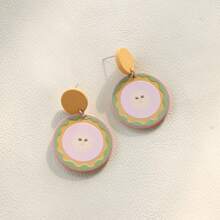 1 par de aretes redondos de acrílico con grafiti de estilo deportivo para mujeres, para vacaciones y fiestas