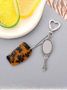 1 pièce Porte-clés pendentif miroir mini peigne charmant. Décoration créative de porte-clés. Pendentif de sac. Cadeau pour camarade de classe, ami, famille, anniversaire, Saint-Valentin, fête, Halloween, Thanksgiving, Noël. Accessoire de voiture, charm de sac, sac à dos pour l'école