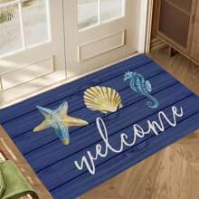 Felpudo de alta calidad con diseño de estrellas de mar y conchas marinas | Lavable a máquina - Adecuado para baño, sala de estar, dormitorio, cocina, oficina, entrada, alfombra pequeña, felpudo de bienvenida, alfombra, tapete de piso, felpudo de exterior, alfombra de cocina, decoración del hogar, felpudo de entrada, alfombra pequeña de área, alfombra de exterior, decoración del hogar, alfombra de área, alfombra de jardín, alfombra lavable