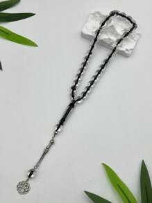12 mm/33 piezas Pulsera de cuentas de acrílico transparente, cuentas de rosario de uso diario minimalista para hombres y mujeres, cuentas de oración musulmanas