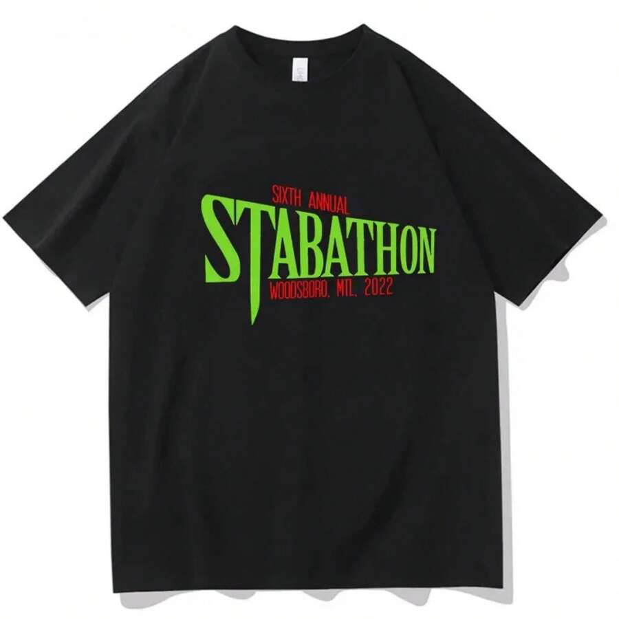 Plus-Size Women's Dress Scream VI Stabathon TShirt Cartoon Summer O-Neck Short Sleeve 100% COTTON Graphic Tshirts Boy Print  Tee - màu đen - Xem 1