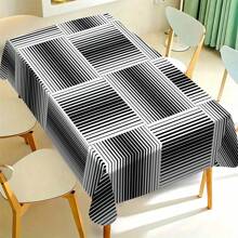 1/20pcs Classic Black Background Embellished Blue And Yellow Line Pattern Tablecloth, Vivid Image, Perfect For Indoor/Outdoor Decorations, Parties, Lunches And Dinners, Stylish Theme | Durable Tablecloths