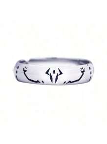 1pc Sukuna Tattoo Design Accessory Set - Adjustable Ring And Earrings, Cosplay Prop Halloween