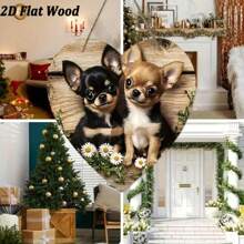 1 Stück, 2D flach, Chihuahua Hund Willkommensschild, rustikales Herz-förmiges Holzschild Wandkunst, geeignet für Zuhause, Büro, Zimmer, Haustür, Garten, Außenbereich, Terrasse, Veranda, Hütte Dekoration