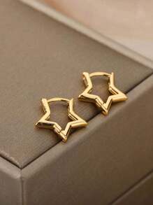 1 Paire De Boucles Doreilles Minimalistes En Forme De Petite Étoile, Bijoux En Acier Inoxydable Parfaits Pour Les Rendez-vous, Les Vacances Et Les Cadeaux Des Femmes