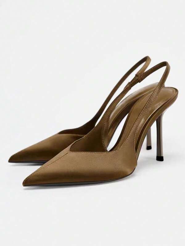 Elegant Sexy Middle Seam Spring And Summer New High Heeled Sandals For Women With Pointed Heels Korean Style Back Empty Strap Shoes