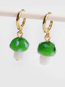 1 par de aretes novedad en forma de champiñones, joyería delicada para damas de honor