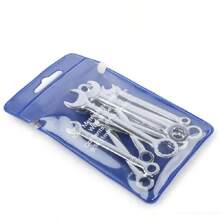 10pcs Mini Wrench Set, Metric & SAE Spark Plug Wrench Set, Open-End & Box-End Wrench Set, Small Wrench Set, Combo Wrench Set With Storage Bag, 4mm-11mm & 5/32"-7/16"