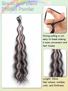 2 件长波浪编织马尾辫头带女士合成假发带橡皮筋卷曲直马尾辫接发弹性发圈 - 彩色 - 查看 18