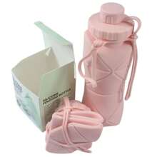 1 pieza Botella plegable de silicona de 600ml, taza de plástico reutilizable portátil para adultos, botella de agua para exteriores, gimnasio, con diseño motivacional