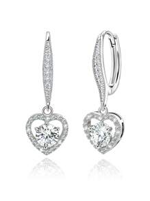 925 Sterling Silber Ohrringe, kubische Zirkonia Herz Anhänger Hypoallergene Ohrringe für den täglichen Gebrauch, Geburtstagsgeschenk