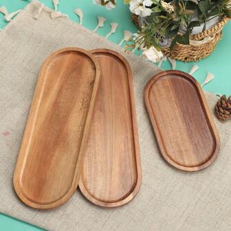 1/2/3pcs Sandalwood Serving Trays, Breakfast Tray, Coffee Tray, Tea Tray, Snack Tray, Dining/Kitchen Tray, Fruit Tray, Living Room Decor - Suitable For Hotel, Party, Restaurant, Christmas, Home, Thanksgiving, New Year, Outdoor Multipurpose Trays