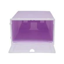 Purple Color 20pcs Foldable Shoe Boxes Plastic Stackable Shoe Storage Shoes Box Organiser For Home/ Store