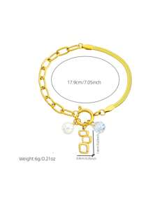 1 Stück modisches Herz geometrisches Quastendekor Anhänger Schlangenknochen Kette Armband, geeignet für täglichen Gebrauch von Frauen