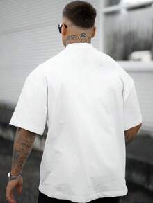 Camiseta Manga Corta Cuello Redondo Hombre Face Loose Soft Comfortable Top - Blanco - Ver 6