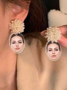 1pc Custom Face Earrings, Fiance Earring, Engaged, Bachelorette Party, Bachelorette Weekend, Gifts For Him, Bachelorette Jewelry, Bridal Jewelry,Maid Of Honor Gift, Groom Earrings,Personalized Gifts, Holiday Decorations