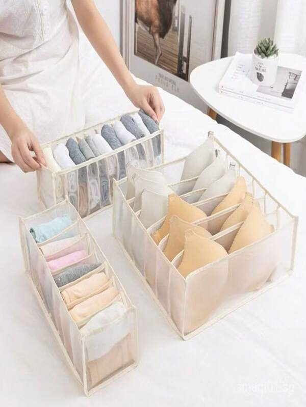 3/1pc Underwear Storage Box, Drawer Organizer, Office Desk Drawer Divider And Storage Box, Used For Wardrobe Compartment Baskets To Save Closet Space, Bedroom Accessory For Clothes, Socks, Underwear, Bras, Ties, Accessories, Drawer Organizer, Baby Drawer Organizer, Room Decor, Storage, Bedroom Organizer, Home Storage For Women Storage Organizer Travel Essentials Gift