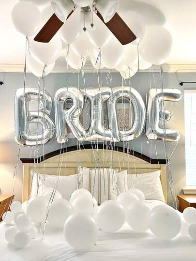 Set di 25 palloncini per la sposa, 1 palloncino gigante da 40" con la scritta BRIDE in argento, palloncini bianchi in lattice per addio al nubilato, festa di fidanzamento, decorazioni per matrimonio