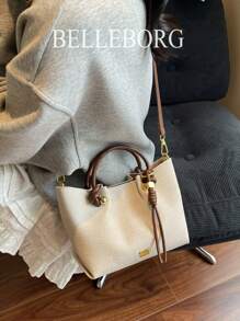 Borsa casual da donna alla moda, bicolore, adatta per l'uso quotidiano e gli spostamenti