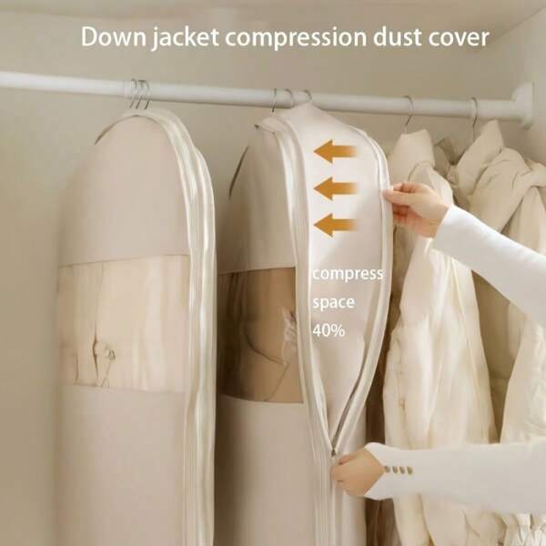 New Compressed Down Jacket Dust-Proof Storage Bag - Transparent Garment Organizer Bag To Save Space In Bedroom, Office, Home And Dorm