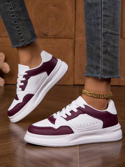 Women's Outdoor Minimalist Breathable Mesh Low-Top Lace-Up Skate Shoes, Casual Campus Style Sneakers