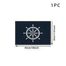 1pc/4pcs/6pcs Nautical Helm & Wheel Print Placemats - Navy Blue & White Polyester Machine Washable Rectangular Placemats, For Home Decor, Kitchen, Party, Birthday And Holiday Gifts, Party Tableware | Nautical Theme | Polyester Placemats - Multicolor - View 15