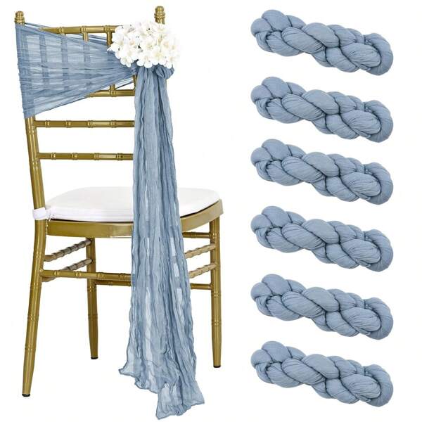 Stoellinten, verpakking van 6, geschikt voor bruiloftsfeesten, feesten en hoteldecoraties, bruiloften op gazons, decoraties voor Thanksgiving-feesten (blauw)