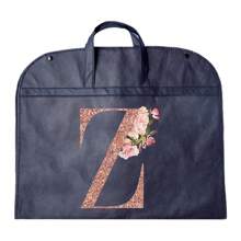Portable Dustproof Clothing Covers Nonwovens Waterproof Clothes Dust Cover Tote Bags Rose Gold Initials A To Z Letter Pattern Clothes Dust Case Dress Protector Garment Bags Outdoors Close Organizer Dress Cover Suit Coat Storage Bag Garment Bags Wardrobe Hanging Garment Protector Cover Bag