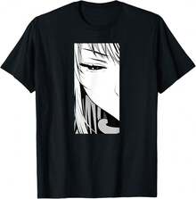 Manga Black And White Minimalist Artwork Soft Everyday Cotton T-Shirt - Black - View 1