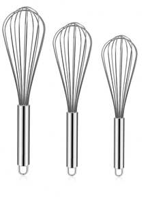 Set 3 Packs,Metal Whisks For Cooking Stainless Steel Whisk,Kitchen Accessories,Kitchen Wisking Tool Balloon Wisk 8" 10" 12" Silicone Whisk For Baking, Whisking, Mixing, Blending - Multicolor - View 2