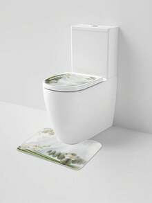 1/4pcs Zen Rock & Orchid Design Shower Curtain, Modern Personalized Bathroom Decor, Waterproof Fabric Shower Curtain Set (With 12 Hooks), Non-Slip Bathroom Rug, U-Shaped Toilet Mat, Toilet Seat Cover, Bathroom Decoration Back To School