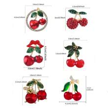 1 Stück elegante und niedliche Kirschfrucht Brosche aus Zinklegierung, Modeaccessoire für Sommer, Damen, für Rucksack, Hut, Schule Obst