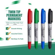 Crayola Marcador permanente Sharpie de punta gemela, punta fina/ultrafina, juego de marcadores de colores surtidos, empaque con tarjeta, 4 unidades