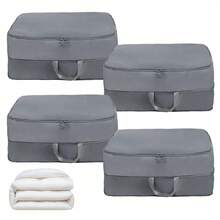 Youyijia 4Pcs Compression Storage Bags With Handles, Clothes Organizer, Self Compressing Moving Bags, Expandable Packing Cubes For Bedding, Duvets, Blankets, Space-Saving Storage Solution - 1 - View 1