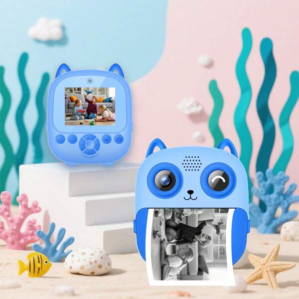 Fotocamera istantanea per bambini, fotocamera digitale con selfie e videocamera 1080P, con 1 rotolo di carta fotografica, fotocamera portatile da viaggio, giocattolo per bambini di 4, 5, 6, 7, 8, 9 anni, regalo ideale per Natale e compleanni per bambini di età 3-12 anni
