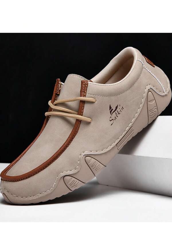 New Fashion Designer Casual Shoes For Men And Women, Handmade Soft Comfortable Lace-Up Sneakers With Breathable, Anti-Slip, Wear-Resistant Suede-Like Leather Uppers,Suitable For Dresses, Jeans, Everyday Wear, Middle-Aged, Young, Students, Walking, Hiking, Daily Gift For Spring, Summer, Autumn, Plus Size
