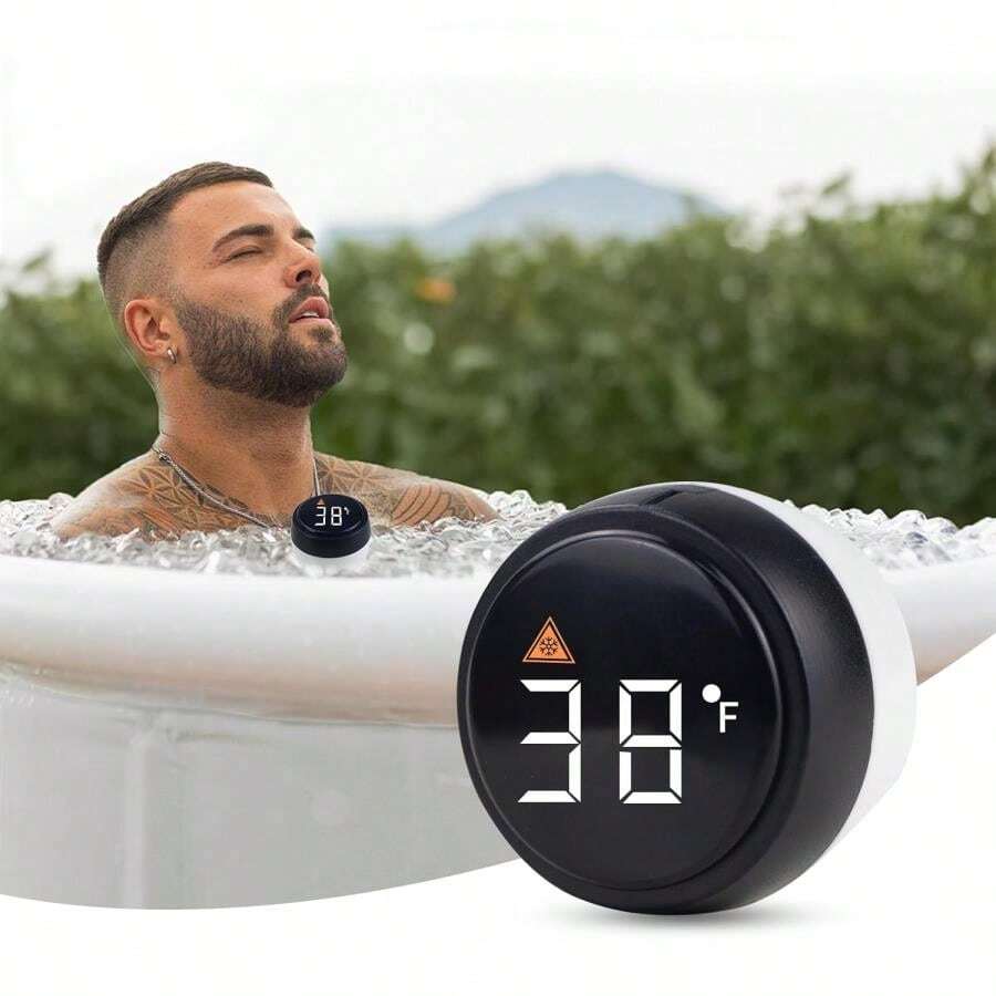 Cold Plunge Thermometer, Waterproof Thermometer For Ice Bath, IP67, Multifunction Floating Pool Thermometer, Accessories For Ice Bath &Amp; Cold Plunge - Black - View 1