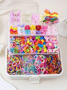 528pcs/517pcs/70pcs/501pcs/345pcs/100pcs Assorted Hair Accessories Set For Girls, Including Sweet Simple Elastic Hair Ties, Fashion Versatile Small Flower Hair Claws, Cartoon Butterfly Hair Clips, Suitable For Gifts And Daily Wear (Random Color - OPP Bag)
