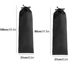 5 buah Tas Penyimpanan Persegi Panjang dengan Tali Serut, Tahan Air untuk Payung, Tongkat Pendakian, Tripod, Tiang Tenda, dan Penggunaan Luar Ruangan - Hitam - View 7