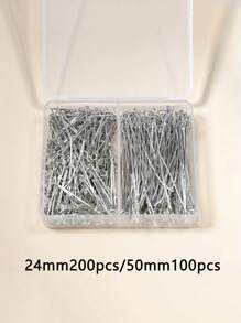 300/200/100 Pieces Of Nine-Character Pin (Box/Bag) Jewelry Accessories Nine-Character Pin Beading Needle 24MM-50MM Bendable Nine-Character Pin DIY Bracelet Necklace Earring Accessories Handmade Jewelry Accessories Pendant Accessories Bead String Material - Silver