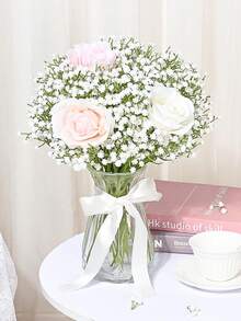 1 件/3 件/5 件白色满天星人造花，假满天星散装花束包括塑料茎，适用于家居装饰、户外装饰、花园装饰、婚礼装饰、桌面装饰、DIY 插花、婚礼和节日派对装饰、房间装饰。