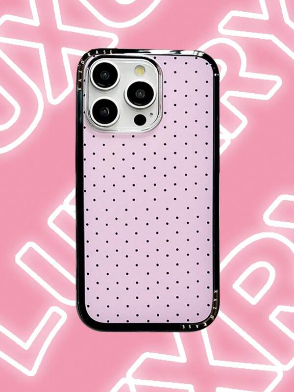 Nuova custodia per telefono con pois rosa e cornice nera, compatibile con 16, 15, 14, 13 Pro Max 16, design carino coreano, cover protettiva