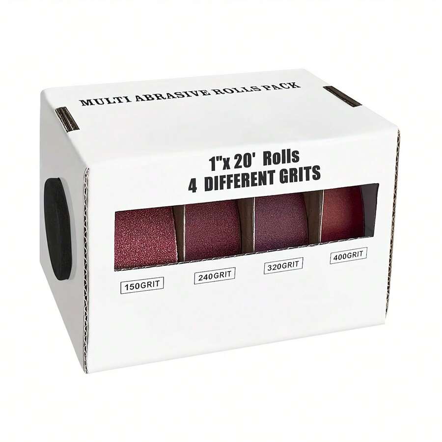1 盒氧化铝砂纸卷，4 卷，150、240、320、400 粒度，用于打磨块、金属、玻璃、木工 - 彩色 - 查看 1