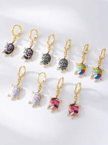 Shescity 2 peças de brincos personalizados versáteis e criativos com gotas de óleo coloridas e vida marinha, adequados para festivais, festas, presentes para melhores amigos ou para uso diário em banquetes femininos