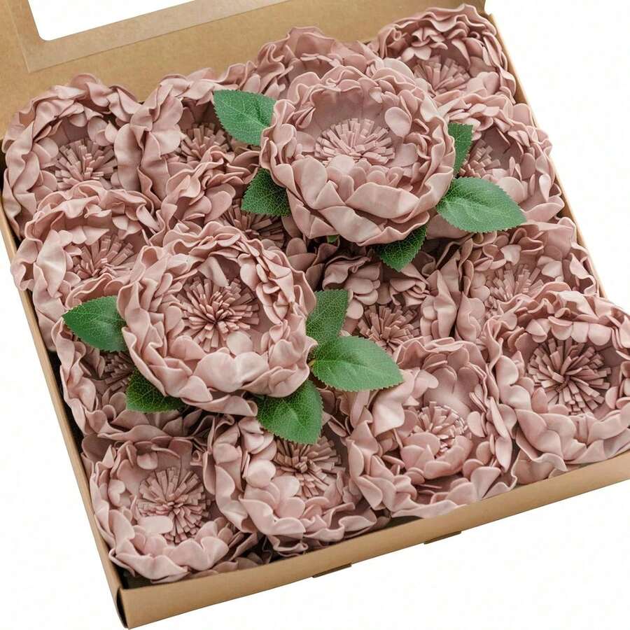 Moment Flowers 16pcs Burnt Orange Rust Blooming Peonies Artificial ...