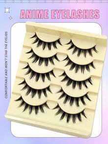 Asiteo 5 Cặp Lông Mi Manga Nhọn Toàn Dải Ấn Tượng Với Hiệu Ứng Mắt To Lông Mi Anime, Có Thể Tái Sử Dụng Cho Người Mới Bắt Đầu, Kiểu Mắt Búp Bê, Thích Hợp Cho Cosplay, Tiệc Tùng, Halloween - Lông mi Manga nhọn - Xem 6